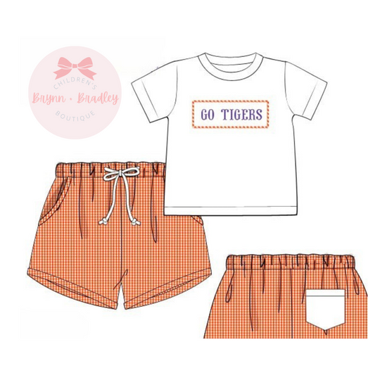 PO17: Orange + Purple Gameday Boy Shorts Set