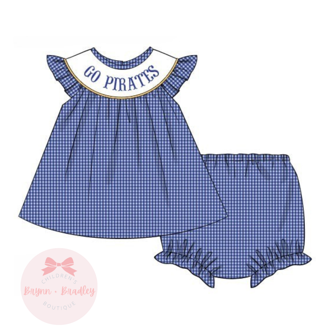 PO17: Royal Blue + Gold Gameday Girl Diaper Set