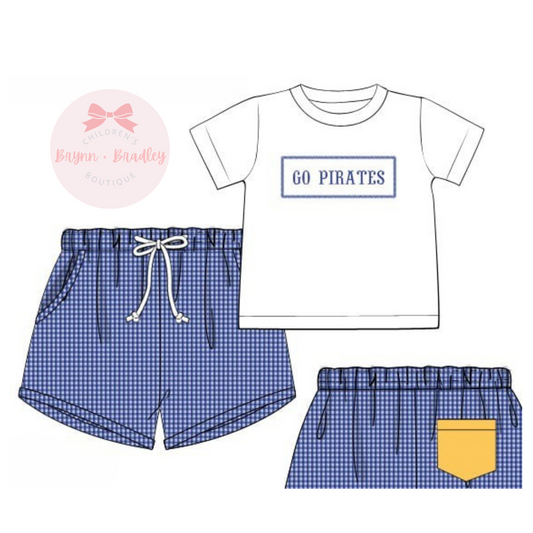 PO17: Royal Blue + Gold Gameday Boy Shorts Set