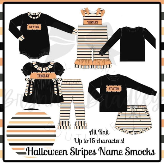 Preorder Halloween Stripes Name Smocks Collection- ETA: September